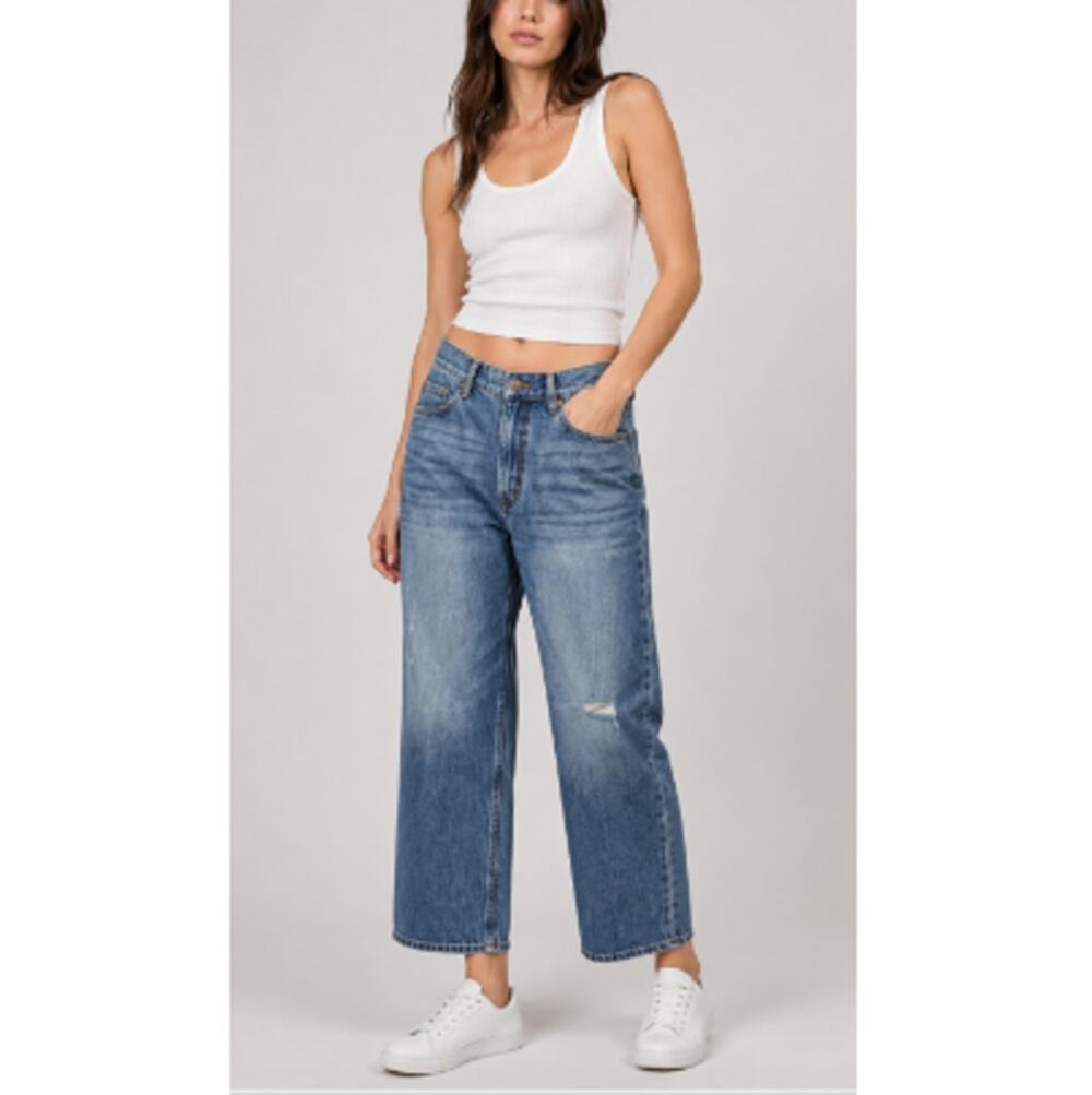 New Free People X Sandrine Rose Women's Distressed Wide Leg Jeans Size 29